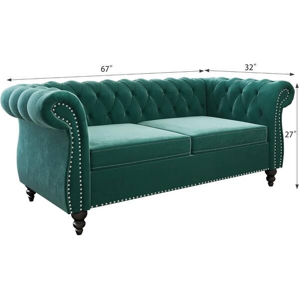 Vintage Chesterfield Loveseat Sofa with Button Tufted Velvet and ...