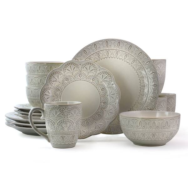 16 Piece Luxurious Stoneware Dinnerware with Complete Setting for