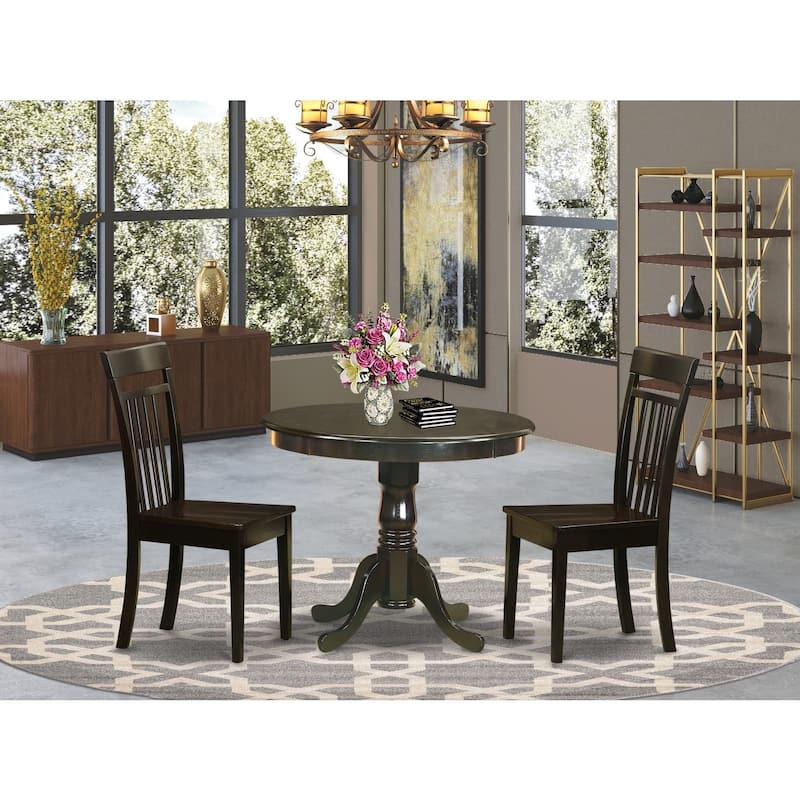 Round Kitchen Dining Table Set - Small Table with 4 Chairs - Cappuccino Finish