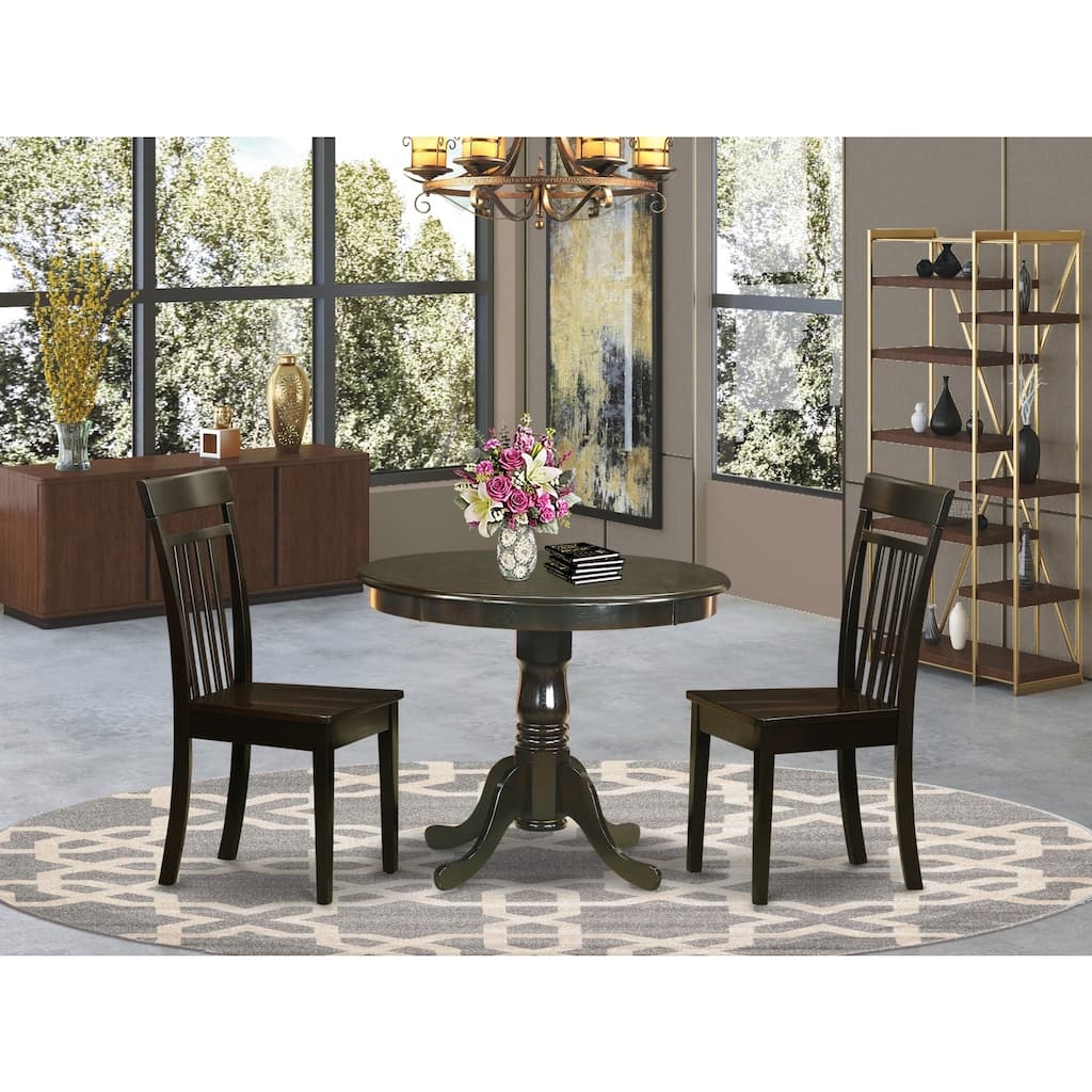 Round Kitchen Dining Table Set - Small Table with 4 Chairs - Cappuccino Finish