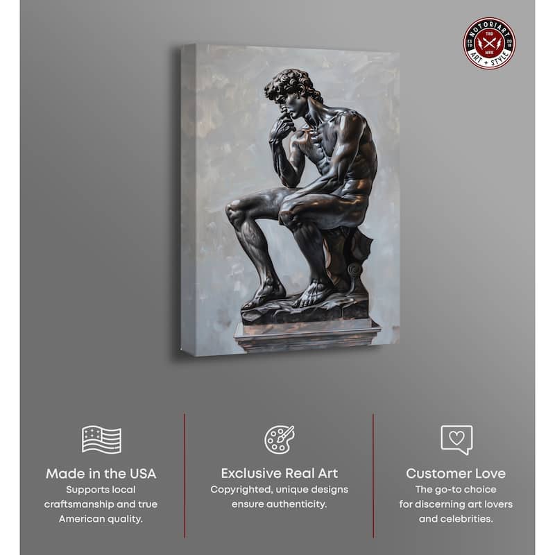 Notoriart Ebony Statue In Thought Gallery Wrapped Men Style 1 Piece Canvas Wall Art