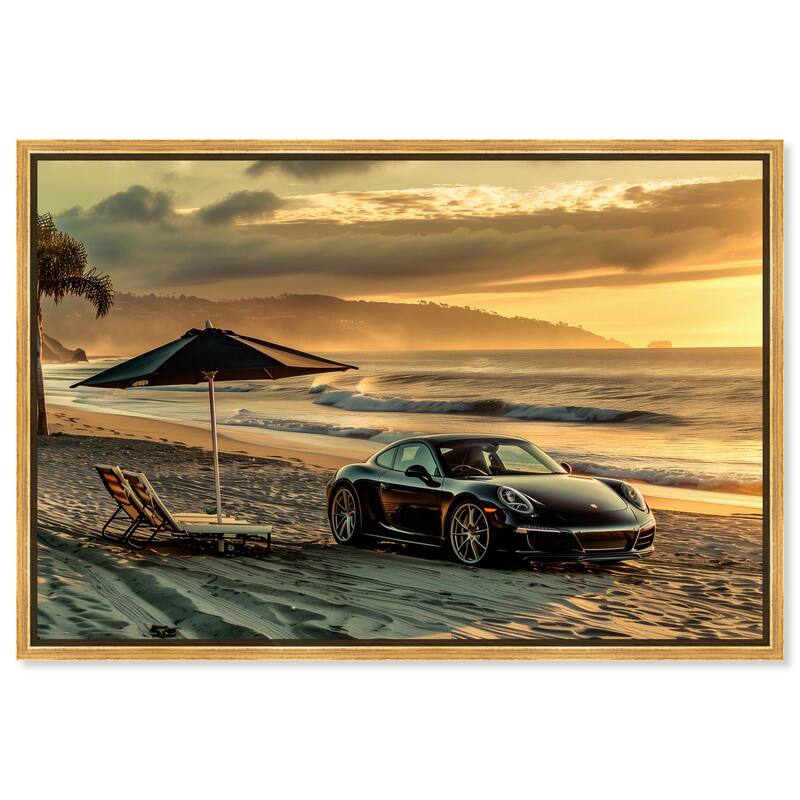 Lovely Sunset Beach Drive Canvas by Art Remedy - Gold - 45" x 30"