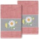 Authentic Hotel and Spa 100% Turkish Cotton Daisy 2PC Embellished Hand Towel Set - Tea Rose