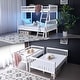 preview thumbnail 1 of 7, White Twin Over Full Size Bunk Bed with Guardrail, LED Light, Charging Station White - Full
