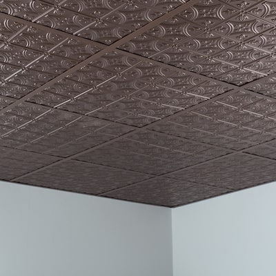 FASÄDE Traditional Style 1 Decorative Vinyl 2ft x 2ft Lay in Ceiling Panel in Argent Bronze (5 Pack)