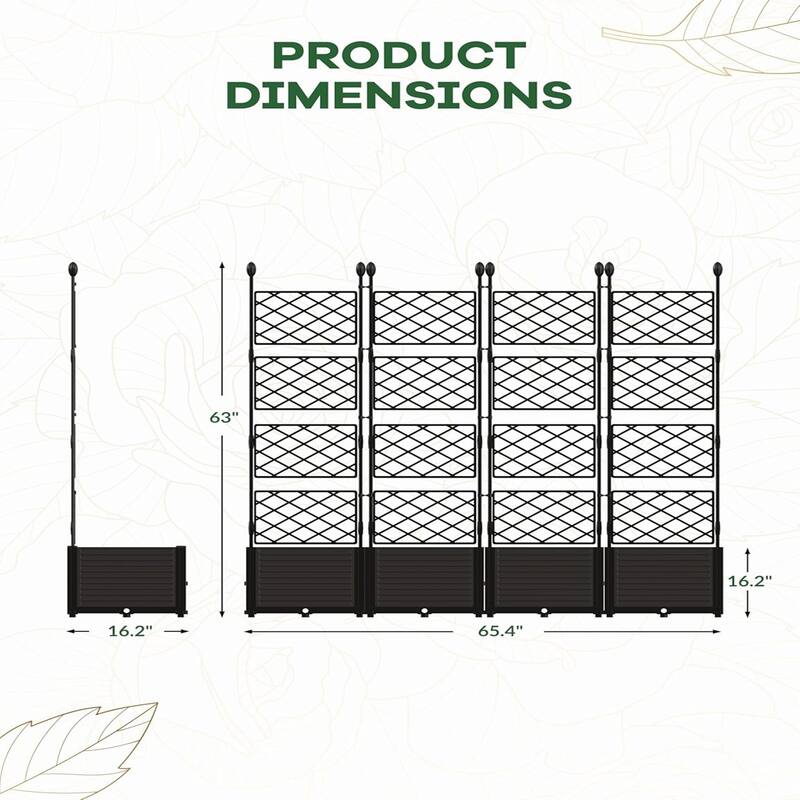 48 x16 x 63 in Modular Vertical Garden Kit 3-Pack Raised Planter Boxes with Trellis Panels