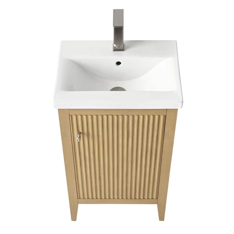 Vanity Art 20" Single Sink Bathroom Vanity Cabinet with Ceramic Top