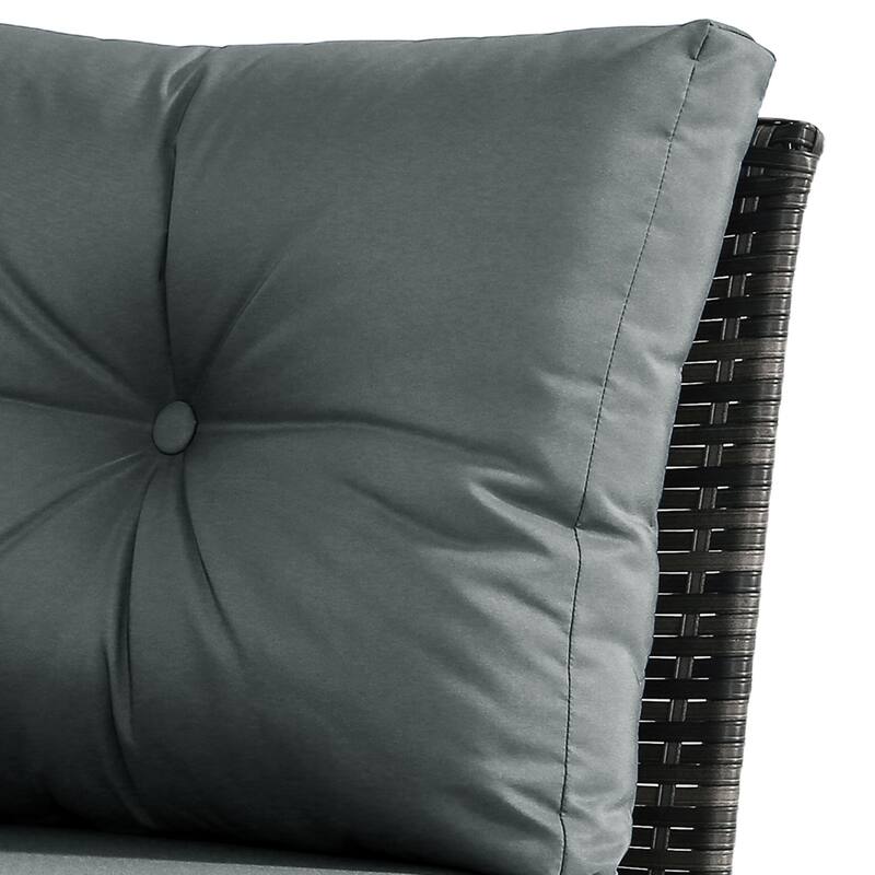 Outdoor Wicker Patio Conversation Furniture Set with Table and Cushion