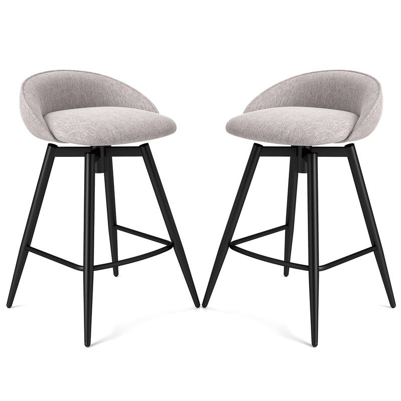 Gymax 25'' Upholstered Bar Stools Set of 2 w/ Footrest Backrest &