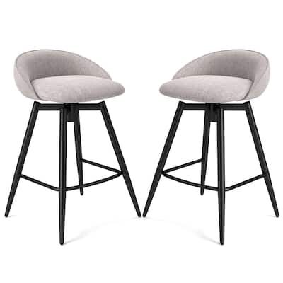 Gymax 25'' Upholstered Bar Stools Set of 2 w/ Footrest Backrest &