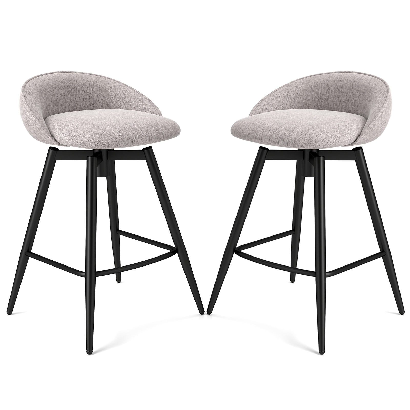 Gymax 25'' Upholstered Bar Stools Set of 2 w/ Footrest Backrest &