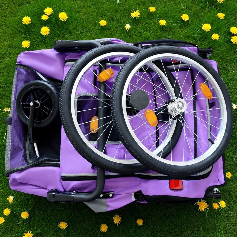 2-in-1 Pet Bike Trailer & Push Cart - 100LB Dog Carrier with Quick Release Wheels, Storage Bag & Safety Leash