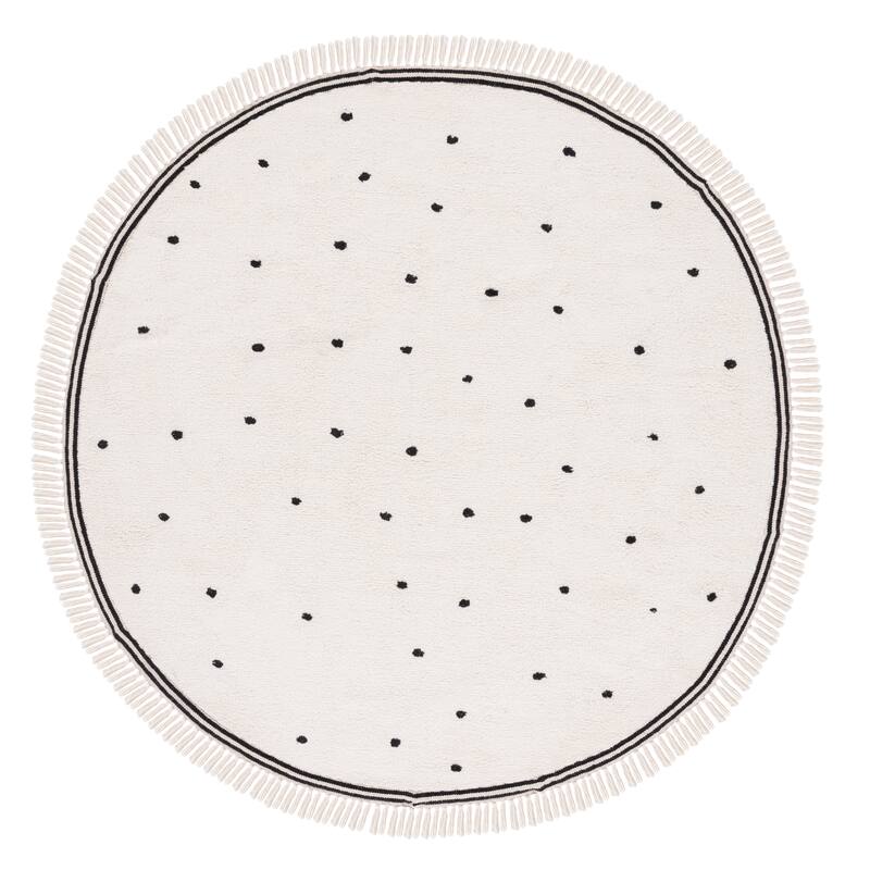 SAFAVIEH Easy Care Machine Washable Apolonia Arbenita Rug - 6' Round - Ivory/Black - Round