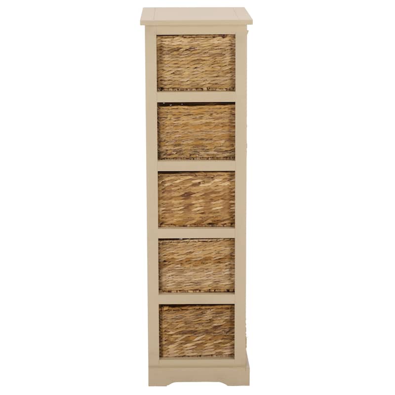 SAFAVIEH Faith Distressed Black 5-Drawer Wicker Basket Storage Tower - 17.3" x 13.4" x 46.1" - 17"W x 13"D x 46"H