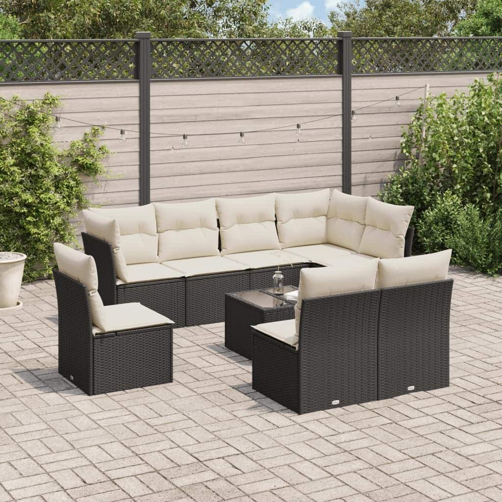vidaXL Garden Sofa Set Black, Cream White - 24.4 x 24.4 x 27.2