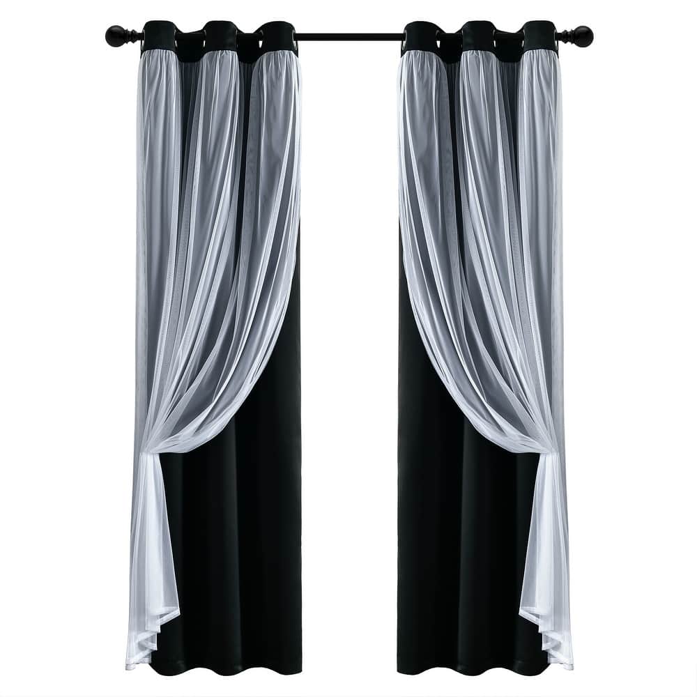Lush Decor Grommet Sheer Panel Pair with Insulated Blackout Lining
