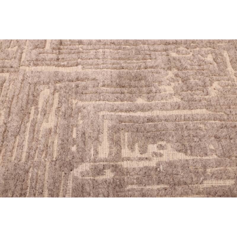 ECARPETGALLERY Hand Loomed Elysian Taupe Wool Rug - 8'0 x 9'9