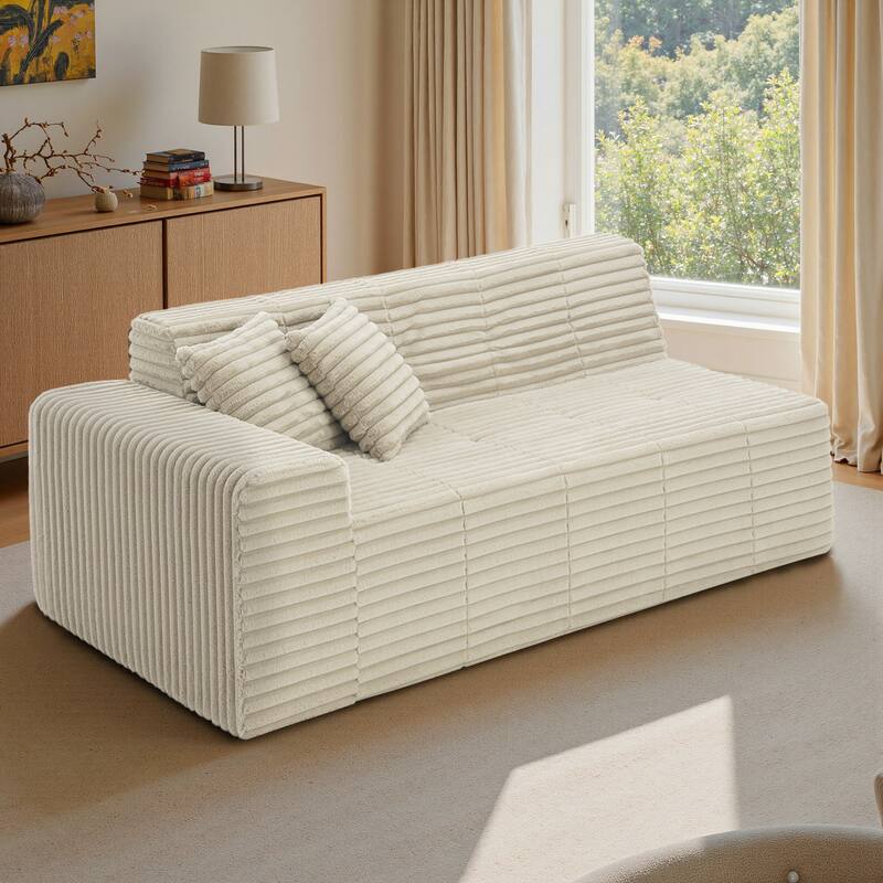 81" W No Assembly Required Couch Plush Corduroy Loveseat Sofa