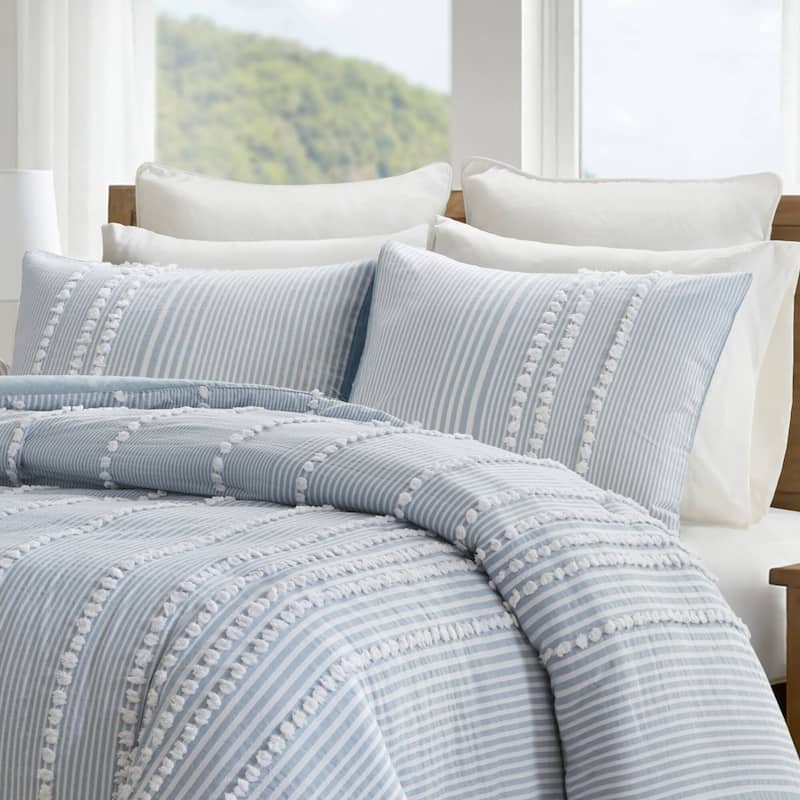 Harbor House Anslee Taupe 3 Piece Cotton Yarn Dyed Duvet Cover Set