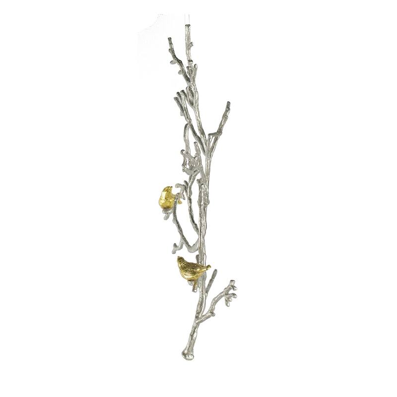 Modern Metal Branch Wall Decor Set of 2 with Bird Accents, for Living Room Office and Entryway Decor