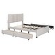 preview thumbnail 5 of 30, Full Size Upholstered Platform Bed with 2 Drawers