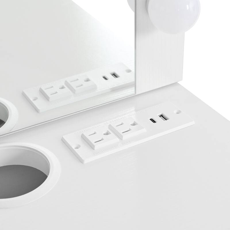 Floating Makeup Vanity Desk with Mirror & 3-Color Lights