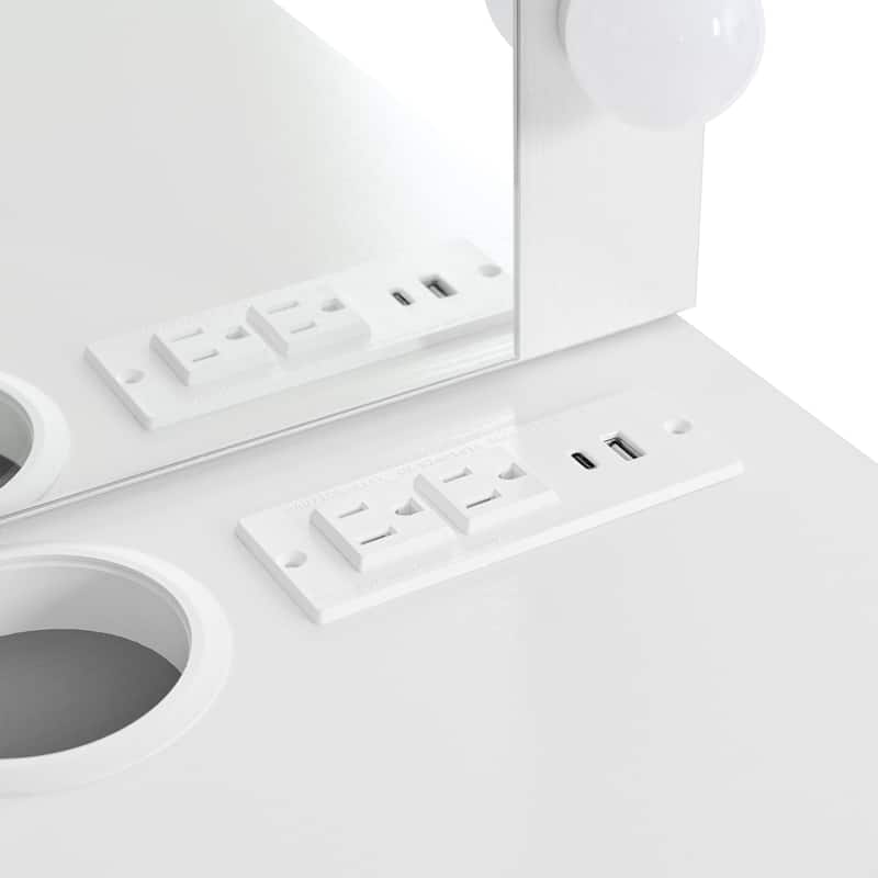 Floating Makeup Vanity with Mirror,3-Color Lights and Power Outlet