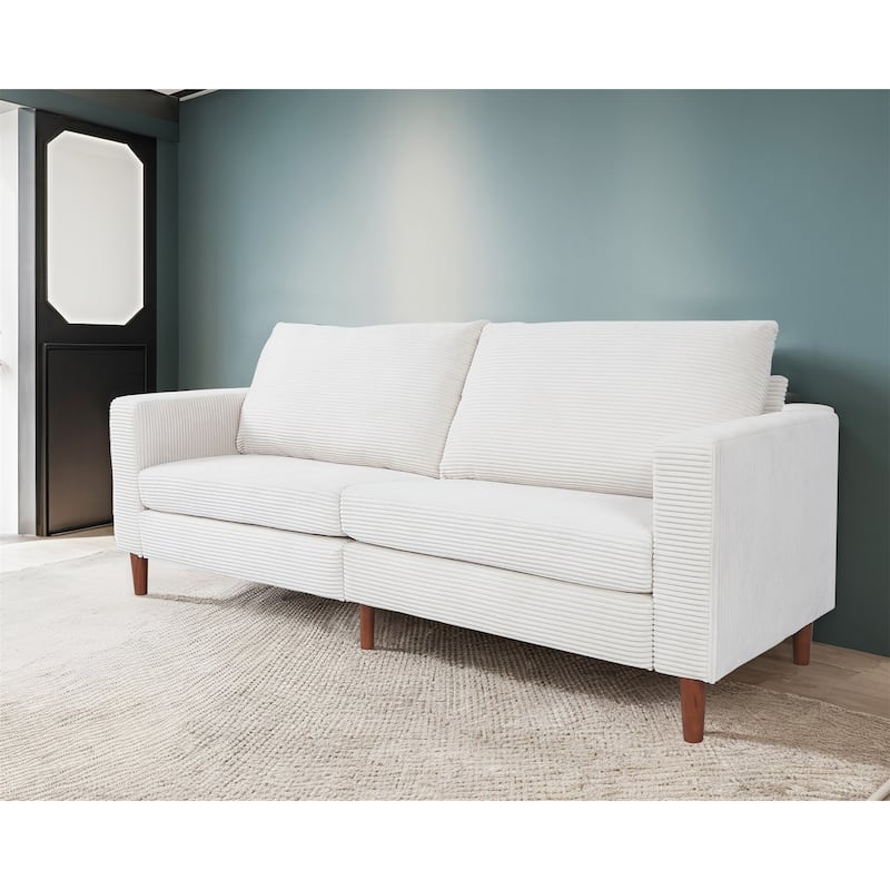 82 Inch Sofa, Comfy Sofa Couch Extra Deep Seats, Corduroy Couch for Living Room Loveseat Removable Sofa Cover Cushions - Beige