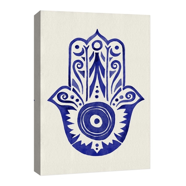 PTM Images 9-126677 PTM Canvas Collection 8" x 10" - "Blue Palm" Giclee Hamsa Art Print on Canvas