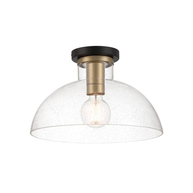 Nova 14 in. 1-Light Matte Black Modern Semi Flush Mount Light