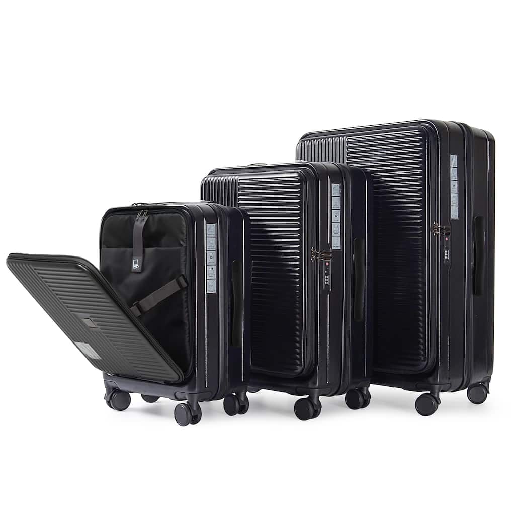 Luggage Sets 3 Piece, ABS Hardshell Front Opening Carry On Suitcase Set with TSA Lock, for Men Women Travel
