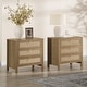 preview thumbnail 21 of 37, Set of 2 Farmhouse Style Nightstands with 3 Drawers Walnut/Cherry - 6-drawer