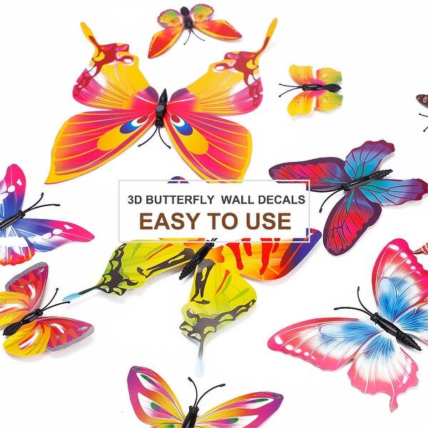 Shop 12pcs 3d Butterfly Wall Stickers For Room Decoration Purple Green Yellow On Sale Overstock 28961622