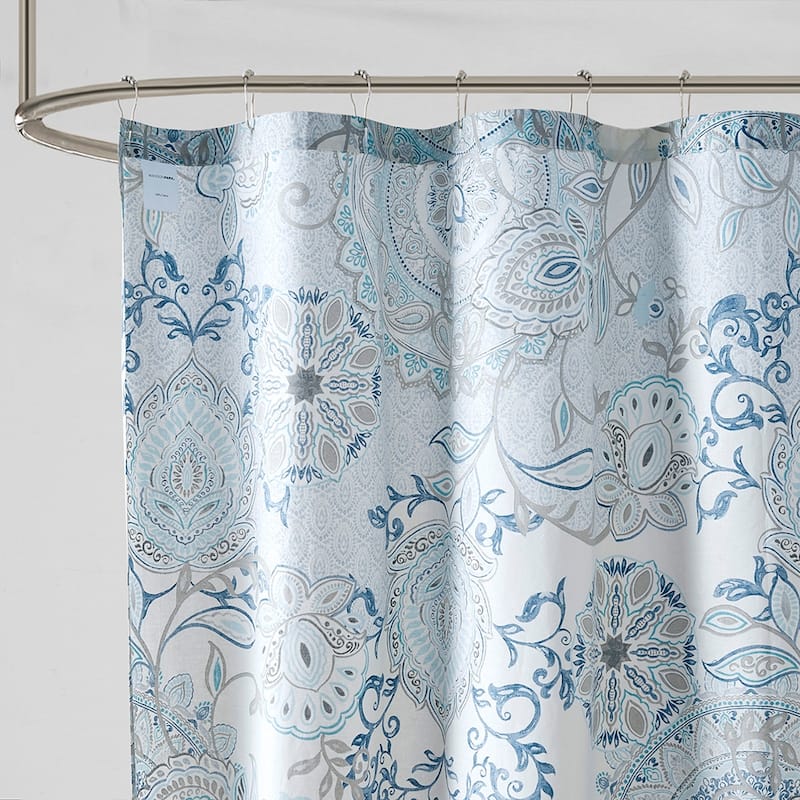 Shabby Chic Floral Printed Cotton Shower Curtain