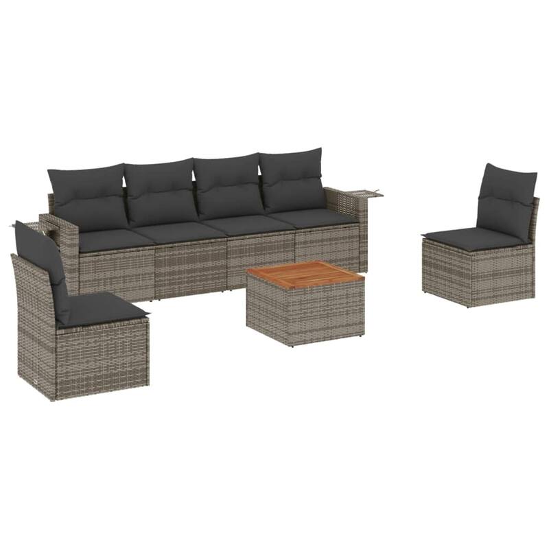 vidaXL Garden Sofa Set PE rattan 7-seater Foldable - 21.7 x 21.7 x 14.6 in (W x L x H)