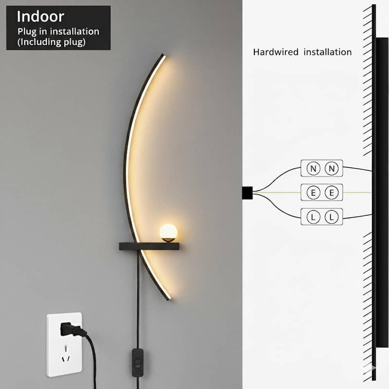 34" Arc Wall Sconce, 3 Color Temperatures - Set of 2 - 34 inch