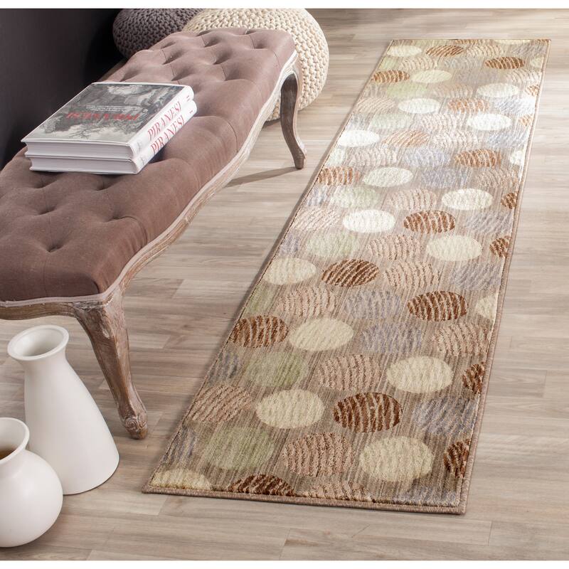 SAFAVIEH Infinity Lauri Modern Polyester Rug - 2' x 8' Runner - Taupe/Beige