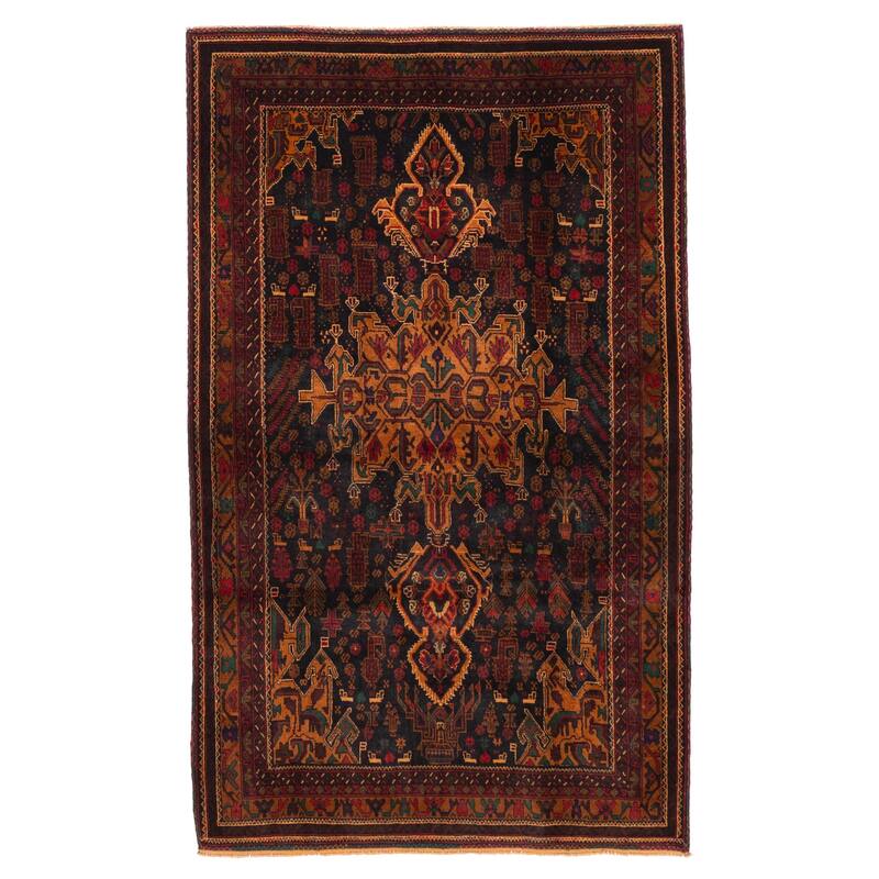 ECARPETGALLERY Hand-knotted Teimani Black Wool Rug - 3'9 x 6'4