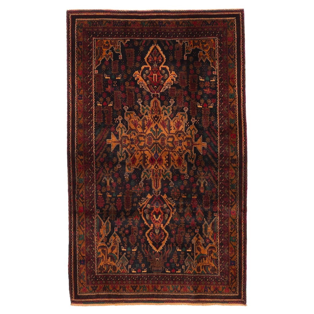 ECARPETGALLERY Hand-knotted Teimani Black Wool Rug - 3'9 x 6'4