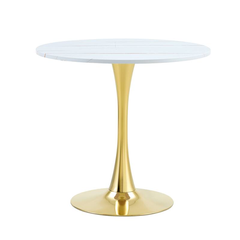 Round Thickened Table Top Coffee Table, Metal Pedestal Side Table Modern Bistro Table
