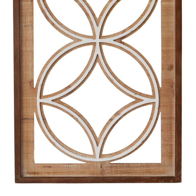 Brown Wood Traditional Geometric Wall Decor ( Set of 2)