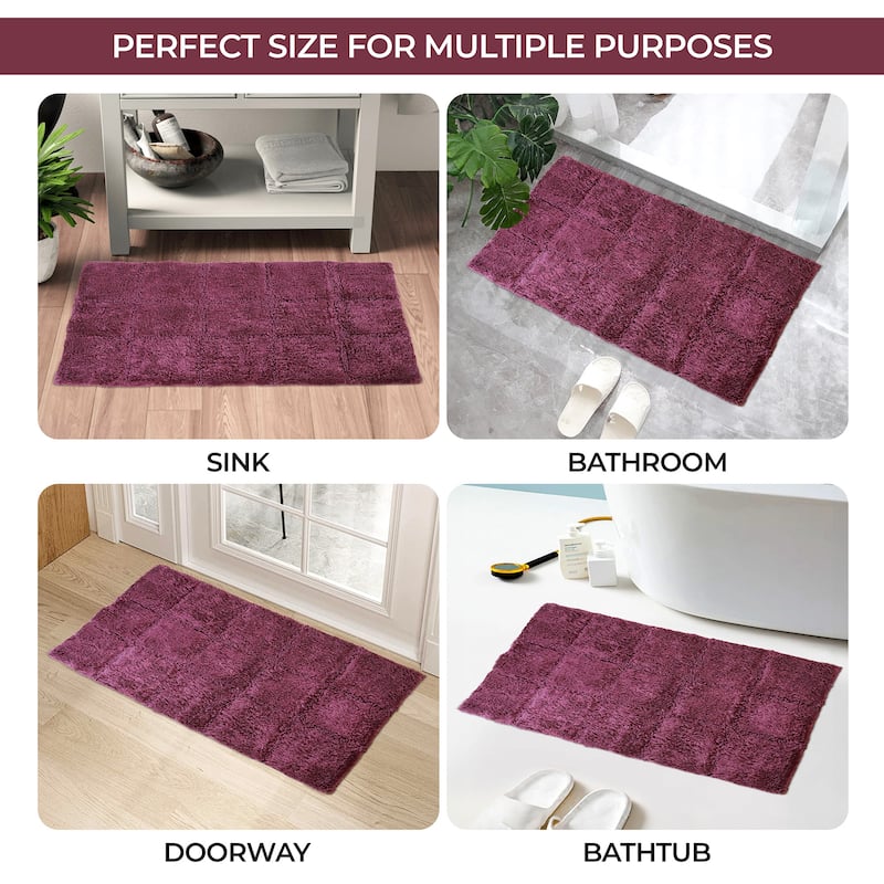 Superior Cotton Checkered 2-piece Non-skid Bath Rug Set