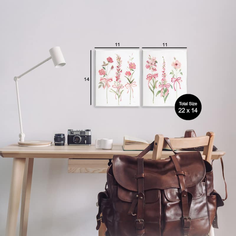 Stupell Soft Fresh Pastel Sprigs Wall Plaque Art Design By Sally Swatland (Set of 2)