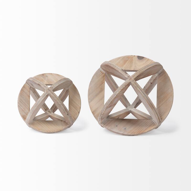 Bellatrix I (Small) 5L x 5W Natural Decorative Wooden Sphere
