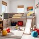 preview thumbnail 2 of 8, Full size Loft Bed Wood Bed with Slide, Stair and Chalkboard, Walnut
