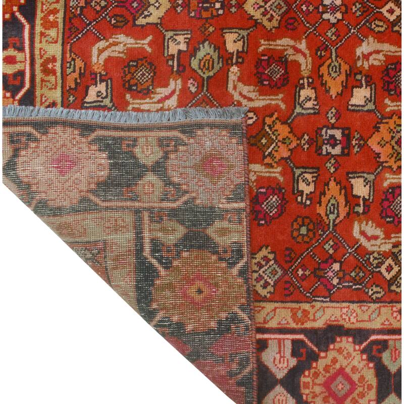 Fine Vintage Distressed Houri Rust/Black Rug - 4'11" x 9'2"