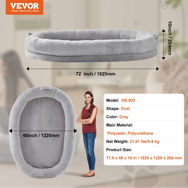 Human Dog Bed for Adult for You and Pet Light Grey