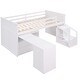 preview thumbnail 15 of 18, White Twin Pine Loft Bed with Storage Steps and Movable Desk