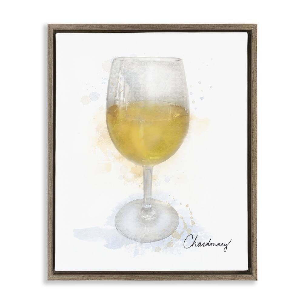 Stupell Modern Chardonnay in Glass Framed Floater Canvas Wall Art Design By Matthew Piotrowicz