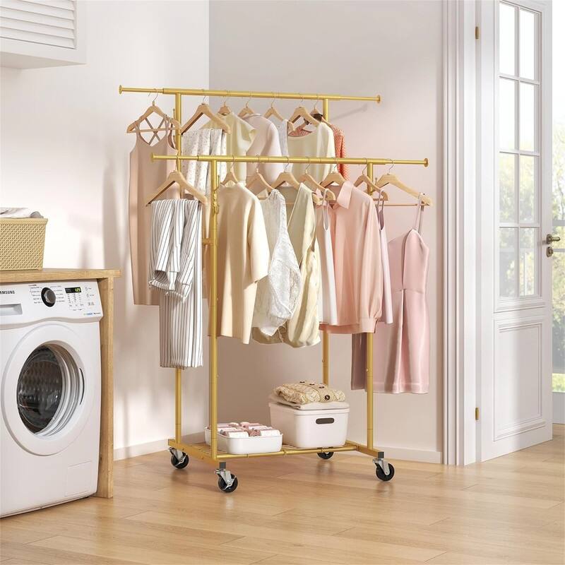 Double Rod Garment Rack - 26"D x 47.3"W x 64.2"H